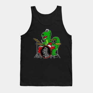 Dinosaur Drummer T-Rex Playing Drums Musician Tank Top